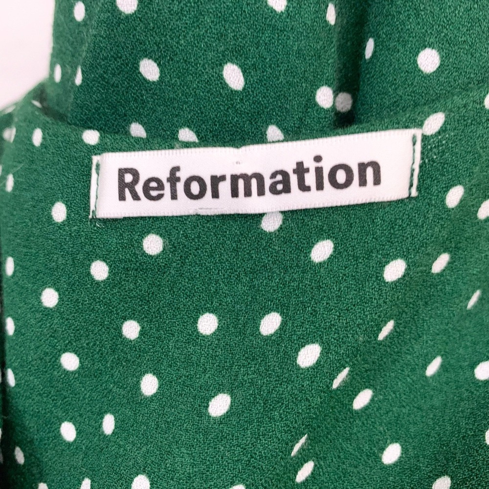 Reformation Avalon Green Polka Dot‎ Midi Dress Size 10 - Picture 6 of 7